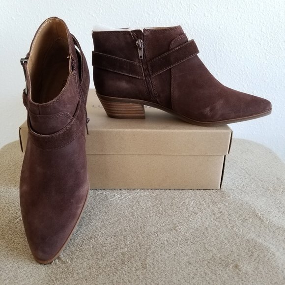 New Lucky Brand brown suede block heel booties - Picture 5 of 9